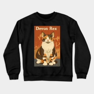 Devon Rex Cat Art Poster Vintage Style Crewneck Sweatshirt